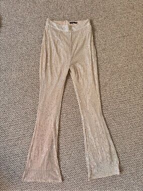 Nasty Gal Sequin Flare Pants - Champagne Sparkle